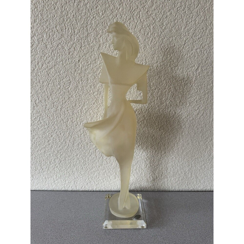 Vintage Monique Sculptures Art Deco Lady Figurine - Lucite Base Statue 19”